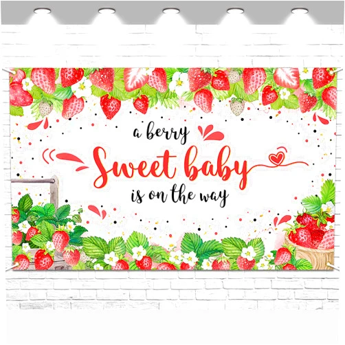 Avezano Strawberry Baby Shower Banner Floral A Berry Sweet Baby Is On The Way Decorations Girl Baby Shower Party Decorations Background