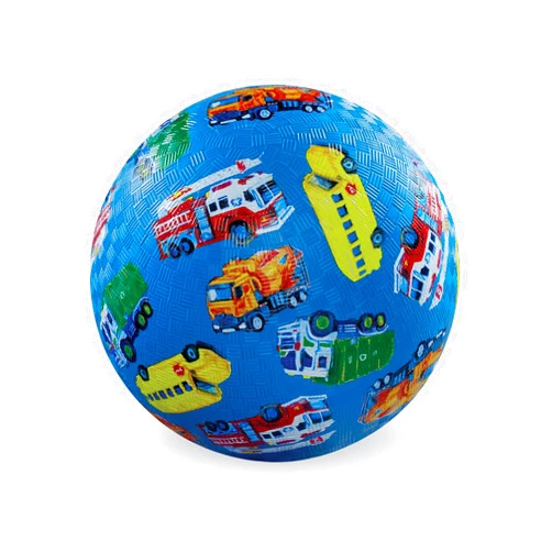 Crocodile Creek Playground Ball - Durable Rubber Ball for Kids Ages 3 and Up - Bouncy Inflatable Ball for Kickball, Indoor Games, and Outdoor Sports - PVC-Free - Vehicles - 7-inch Diameter