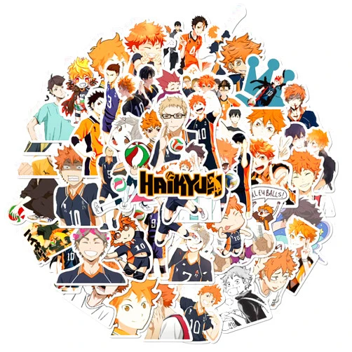Meet Holiday Haikyuu Sticker Pack of 50 Stickers - Waterproof Durable Stickers Classic Japanese Anime Stickers for Laptops, Computers, Water Bottles (Haikyuu)