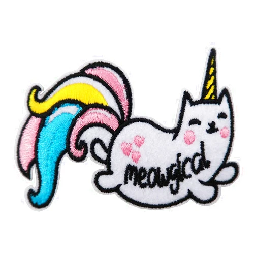 Cute-Patch Unicorn Cat Meowgical Rainbow Embroidered iron on Patch for Cat Dad Cat Mom
