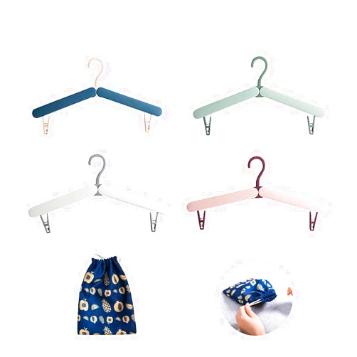 MoreStar 30GO 4 Pcs Travel Hangers Portable Folding Clothes Hangers, Outdoor Hangers, Travel Accessories Foldable Clothes Drying Rack for Travel,Folding Coat Hanger with Storage Pouch