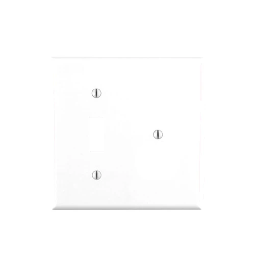 Leviton 88005 2-Gang 1-Toggle 1-Duplex Device Combination Wallplate, Standard Size, Thermoset, Device Mount, White