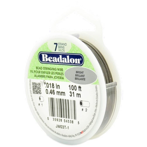 Beadalon 7 Strand Stainless Steel Bead Stringing Wire, 0.018 in / 0.46 mm, Bright, 100 ft / 31 m