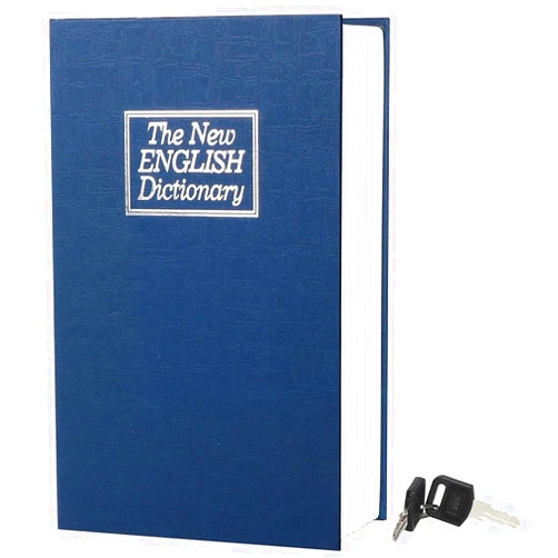 Parrency Home Dictionary Diversion Metal Secret Safe with Key Lock, Hidden Safe Containers for Money,Cash Box,Large,Blue