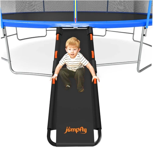 jumpfly Trampoline Slide Ladder Universal Trampoline Ladder with Handles Strong Tear Resistant Fabric Trampoline Accessories for Kids Toddler Climb Up & Slide Down, Orange