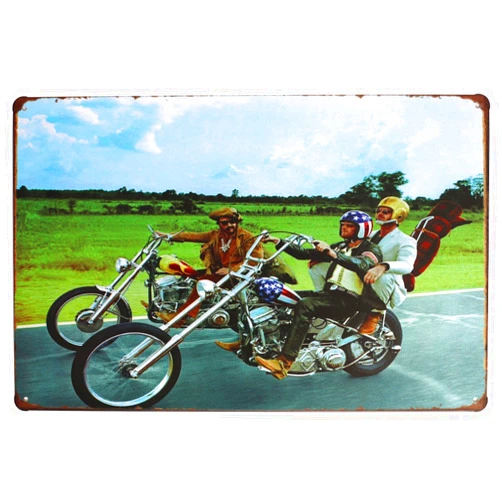 SUMIK Easy Rider (1969) Ride Free Motorcycle Metal Tin Sign Vintage Poster Garage Wall Decor Plaque