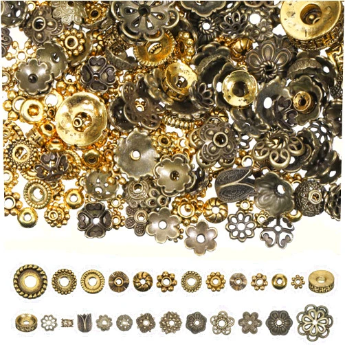 Jxiwfvl 400 PCS Bead Cap Findings, Flower Spacer Beads, Tibetan Daisy Metal Alloy Jewelry Spacers for Bracelet Necklace Earrings Jewelry Making
