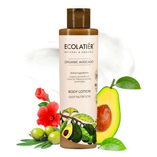 ECOLATIÈR Body Lotion with Organic Avocado – Deep Nutrition, 96.3% Natural, Vegan Moisturizer with Avocado & Olive Oils, Hydrating Lotion for Dry Skin, 8.5 Fl Oz - ECOLATIER