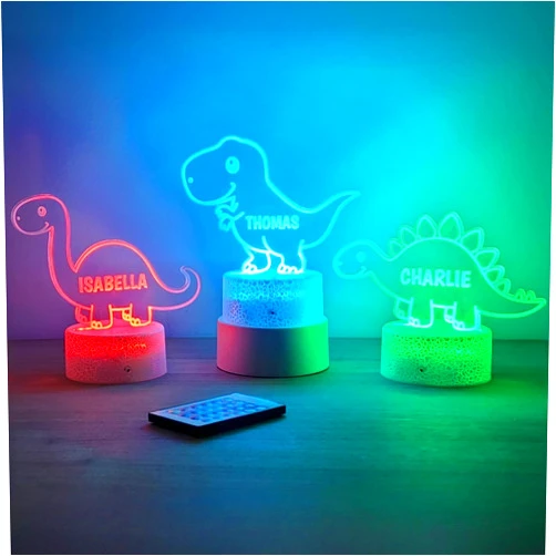 ENGRAVIFY Personalized Dinosaur Night Light Unique Personalized Gifts for Kids Remote Controlled Color Changing LED Custom Night Light for Kids Perfect Custom Boys Gifts