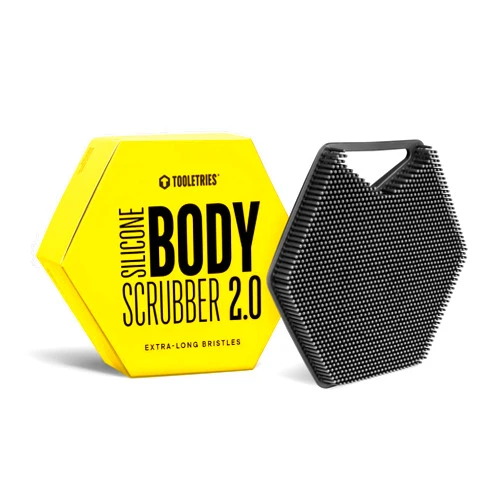 TOOLETRIES Body Scrubber 2.0 – Premium Silicone Scrubber for Cleaning, Exfoliating Your Skin – Extra Long Lather Boosting Bristles with Ergonomic Handle, Long-Lasting & Easy to Clean - Charcoal