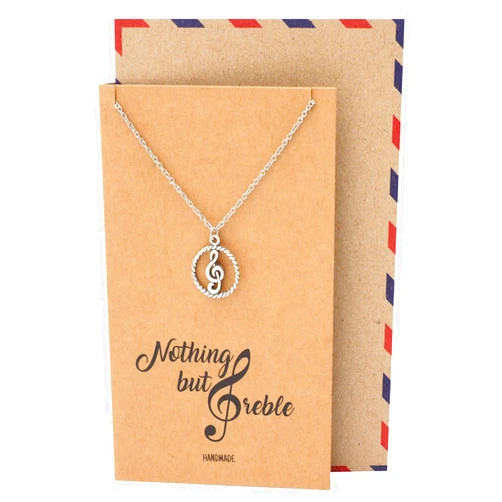 quan jewelry Musical Necklace, Gifts for Musician, G Clef Note Music Teacher Pendant Charm, Gifts for Music Lovers, Nothing but Treble, Handmade Music Gift