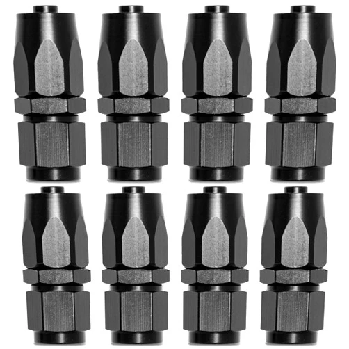 Shineyoo 6AN Straight Swivel Hose End Fitting Adapter Black 8 Pcs for Braided Fuel Oil Gas Line Hose End 6 AN Fittings Aluminum Black