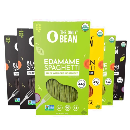 The Only Bean - Soy, Black Bean, and Edamame Spaghetti & Fettuccine - Gluten Free Pasta, Keto Low Carb Pasta Noodles, Protein Pasta, Organic Healthy Noodles, Vegan Pasta - 8 oz (6 Pack) (Variety Pack)