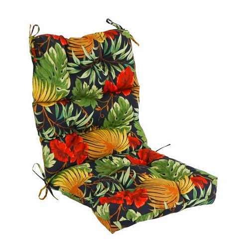 Blazing Needles Multi-Section Tufted Outdoor Chair Cushion, 22 x 45, Tropique Raven