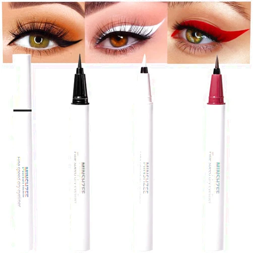 evpct 3Pcs White Red Black Matte Waterproof Colored Eyeliner Liquid Eye Liner Color Set Long Lasiting Colorful Liquid Eyeliner lapiz delineador de ojos contra el agua blanco para ojos de colores 1+3+9