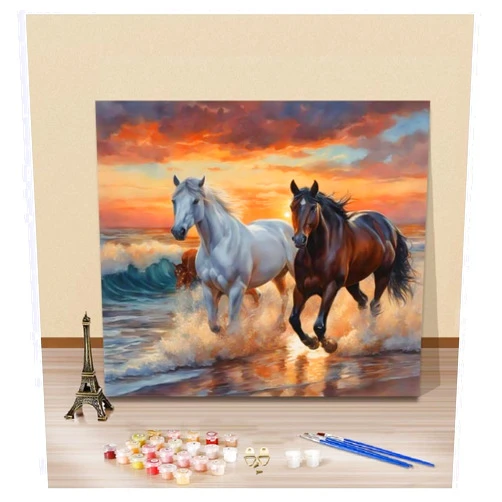 Generic EPLUUM Horse Paint by Numbers Kit for Adults Beginners Paint by Number for Adults Acrylic Oil Number Painting Kits for Adult Ideal Gift for Family Friend Home Decor Horse 16x20 in