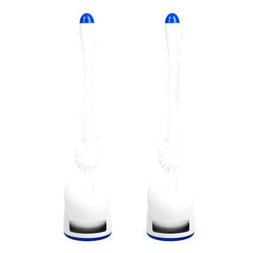 CELOX Toilet Bowl Brush and Holder, Compact Toilet Brush with Breathable Ventilation Stand Base, Bathroom Cleaning Kit, White, 2 Set