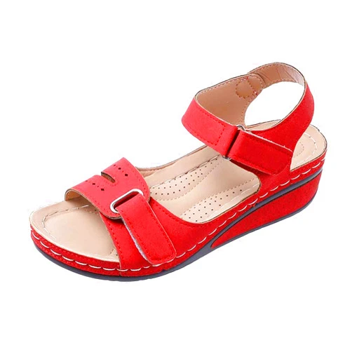 MSYINGL Women's Summer Wedge Sandals,Hook and Loop Fastener Ankle Strap Sandals,Casual Open Toe Orthopedic Arch Support Sandals