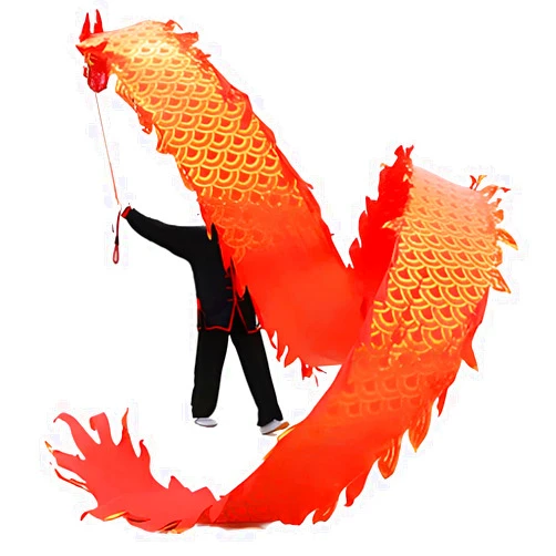 SOLIDCASE 3D Colorful Dragon Silk Flowy Spinning Fitness Dragon Dance Ribbon Throw Streamer for Outdoor Backyard Lawn Playing Exercise Child Games Toys Dragon Flag Poi