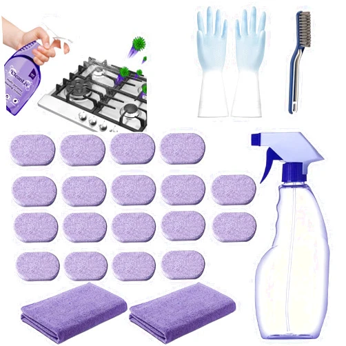 DENGWANG Cleanlix Cleaner, Cleanlix Cleaning Spray, Cleanlix Cleaner for Instant Stain Removal, Cleanlix Multi Purpose Cleaning System with Multipurpose Cleaning Tablets (3x CleanLix)