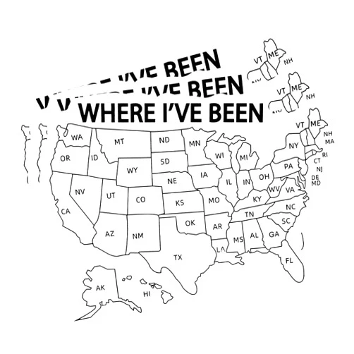 YTFRL 3PCS Where I've Been Map Vinyl Coloring Sticker, 5