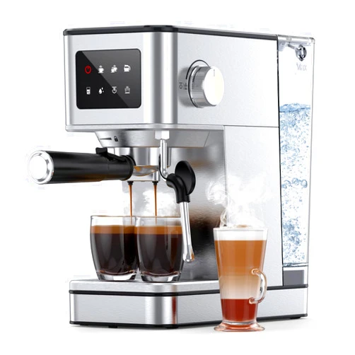 QJA Espresso Machine, 20 Bar Professional Espresso Maker, Milk Frother Steam Wand for Latte, Compact Stainless Steel Machine with 57.5oz Removable Water Tank and LED Touchscreen Monitors
