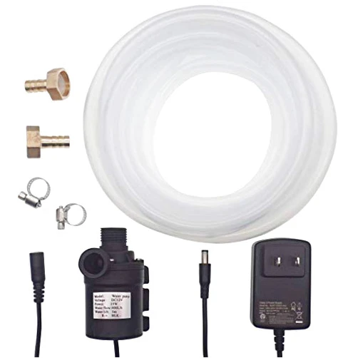 SENSTREE ZAOJIAO DC 12V Home Brew Little Pump, Solar Hot Water Circulation Brushless Pump 780L/H 206GPH 5M/16ft Low Noise + 10ft Food Grade Silicone Tubing + ETL Listed DC Power Supply Adapter