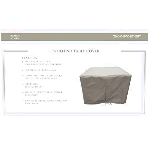 TK Classics TKC020WC-ET-GRY Barbados/Florence/Miami/Fairmont/Cape Cod/Venice/Manhattan/Laguna End Table Protective, Grey Covers and Storage