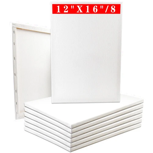 LEFIMOT Canvases for Painting 12 x 16 inch, 8 Pack Painting Canvas, Blank Canvas Boards for Painting- Cotton Canvas Panels for Acrylics Oil Watercolor Tempera Paints