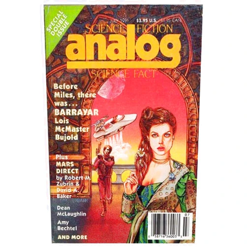 By Lois McMaster Bujold (Author), Rob Chilson (Author), William F. Wu (Author), Sean Lakey and Val Lakey Lindahn (Illustrator) & 1 more Analog Science Fiction and Fact, July 1991