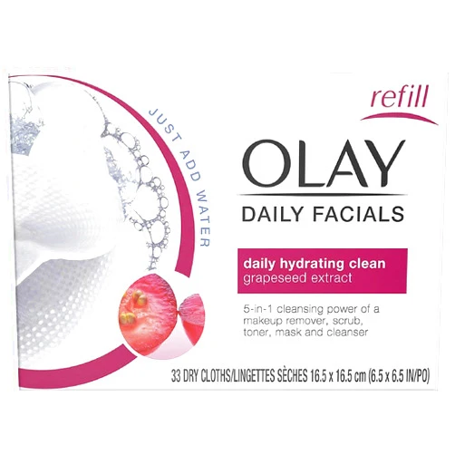 Olay 2-in-1 Normal Daily Facial Cloths, 33-Count (Pack of 2)