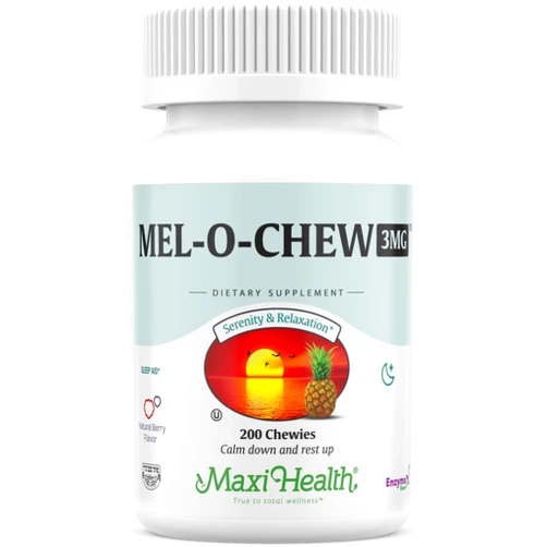 Maxi Health Extra-Strength Mel-O-Chew 3 MG Kosher Chewable Melatonin, Berry Flavor (200 Count)