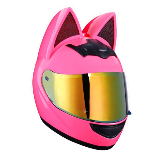Lnpadp Street All Season Cat Ears Full Face Motorcycle Helmet Personalized Men Women Modular Electric Scooter Moped Cruiser Helmets Adult Comfortable Breathable Helmet+Gloves, DOT Approved, S-XL(19.7-24.4IN)