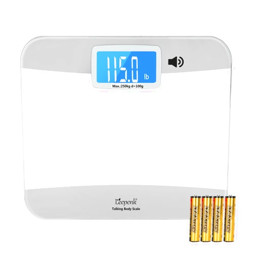 LEEPENK Talking Scales for Body Weight, Highly Accurate Digital Talking Bathroom Scale with Large LCD Screen, Auto On & Off, Talking Scales for Visually Impaired or Elderly, Includes Batteries, 551 Lb