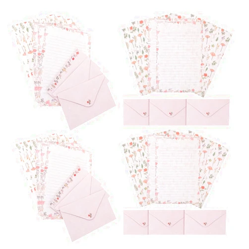 NUOBESTY A5 Stationary Paper and Envelopes Set, 24PCS Floral Stationery Writing Paper 12PCS Matching Envelopes Lined Printing Paper for Home Office School