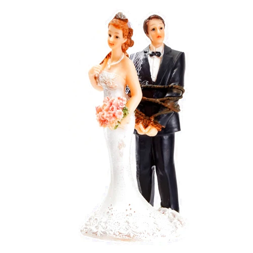 Juvale Funny Wedding Cake Topper, Bride Tied Up Groom Couple Figurine Decorations (2.6 x 4.6 x 2.3 In Wedding Cake Toppers)