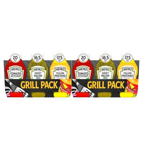 Heinz Tomato Ketchup, Relish, and Mustard Picnic Pack, 3 Count (Pack of 2)