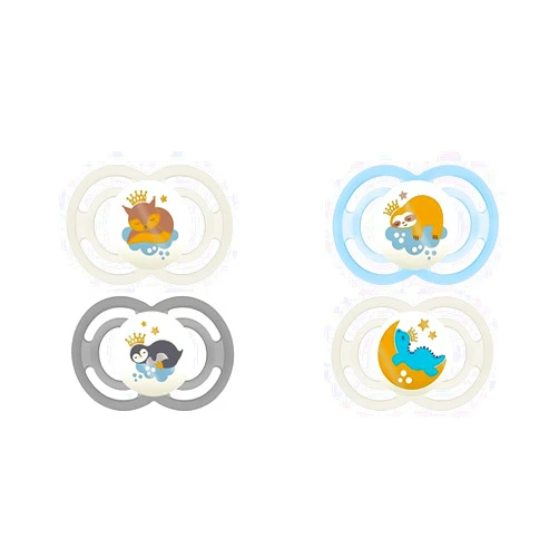 MAM Perfect Night Pacifiers, Glow-in-Dark, 60% Thinner Nipple, 16+ Months, 2 Count (Pack of 1)