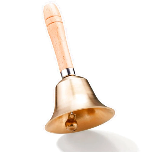 TIPTAP Loud Solid Brass Handbell, 3.15IN Hand Call Bell with Wooden Handle, Ringing Bells for Wedding, Animal Training,Dinner, Meditation, Musical Teaching, Service and More