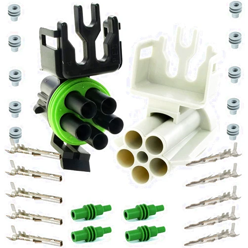 PRECISION FARM SUPPLY APTIV Packard Set (5 Circuits) Weatherpack, Waterproof, Terminal Kit 14, 16 AWG, 5-Pin, (2 Completed Set)
