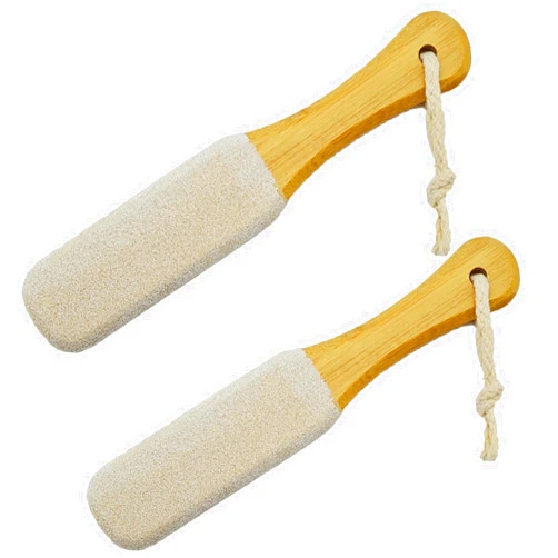 Zilotusnte Pumice Stone Foot File, 2 Pack Wooden Pedicure Foot Scrubber Remover for Feet, Heels, Elbows, Hands in Shower, Professional Foot Rasp for Wet and Dry Feet, Foot Care Tools for Women Men（White）