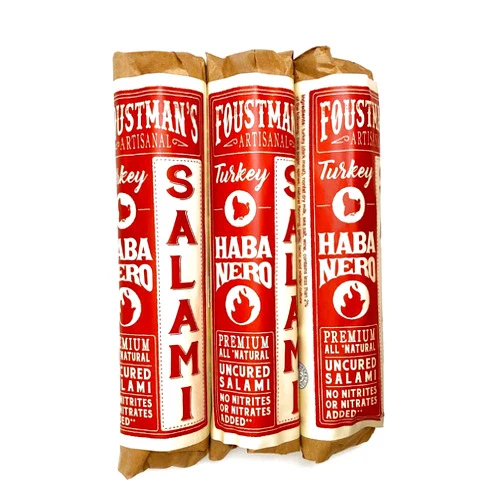 Foustman's Artisanal Salami, Nitrate-Free, Naturally Cured, (Pack of 3) (Turkey Habanero)