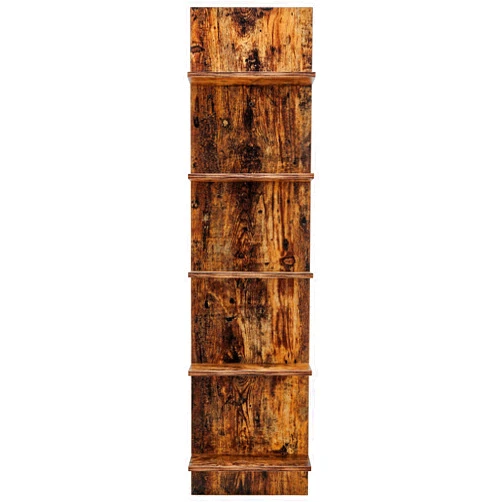 Danya B. Narrow Decorative Wall Mount Vertical Shelving Unit – Modern Column with 5 Shelves Home or Office for Books, Décor Display (Pine)