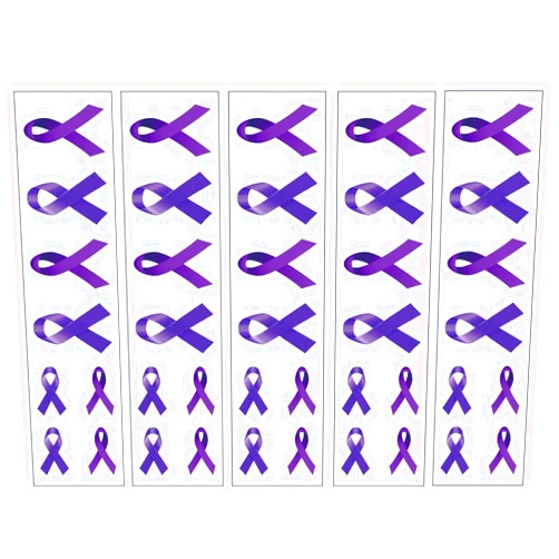 VORAGA 40 Purple Ribbon Temporary Tattoos: Pancreatic Cancer Awareness Tattoo