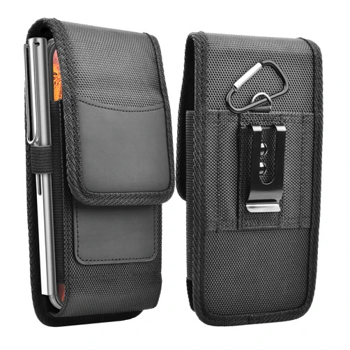 Njjex Phone Holster for Samsung Galaxy S24 Ultra S23 S22 S21 S20 Note 20 A35 A55 A15 A14 A54 A02S A12 A32 A13 iPhone 16 Pro Max XS XR Nylon Belt Clip Holster Cell Phone Pouch Card Holder Carrying Case