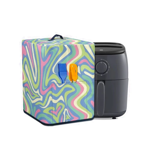 FKELYI Air Fryer Cover Abstract Geometry Air Fryer Dust Cover Kitchen Appliance Air Fryer Cooker Covers with Handle and Storage Pocket