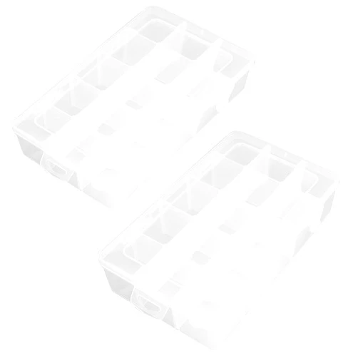 Farmer Mani 2 Pack Clear Plastic Organizer Box (15 Girds), Beads Storage Containers Box with Movable Dividers Containers,Size 11.02 x 6.61 x 2.24 in