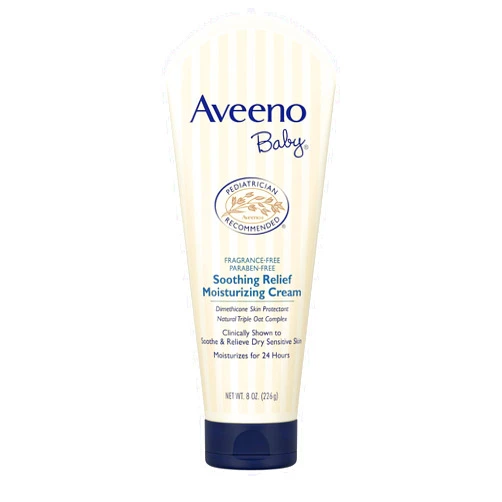 Aveeno Baby Soothing Relief Moisturizing Cream with Natural Oat Complex for Dry Sensitive Skin, Fragrance-Free & Paraben-Free, 8 oz