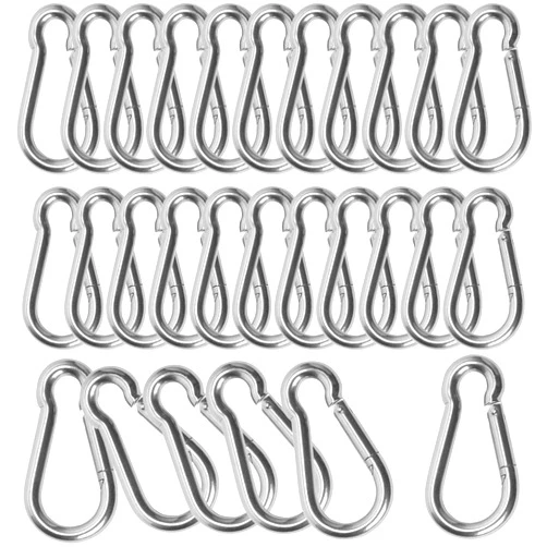 High-PQ 24PCS M8 Spring Snap Hook Carabiner, Heavy Duty Galvanized Steel 3Inch Carabiner Clip, 550LBS Holding Capacity Spring Clips for Hammock Swing Outdoor Travel