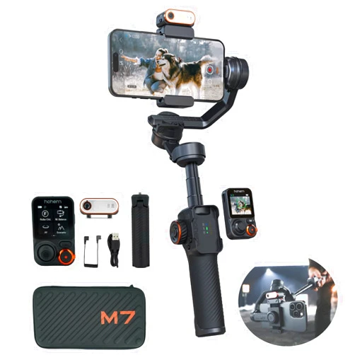 Hohem iSteady M7 Gimbal Stabilizer for Smartphone, 3-Axis Phone Gimbal, Gimbal Stabilizer for iPhone & Android, AI Tracking Sensor with Fill Light, 1.4